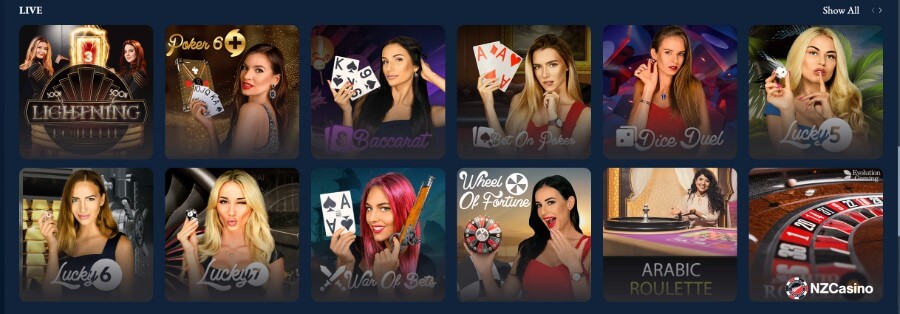 Live games at Axe Casino