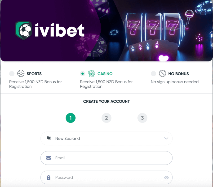 Ivibet sign up form