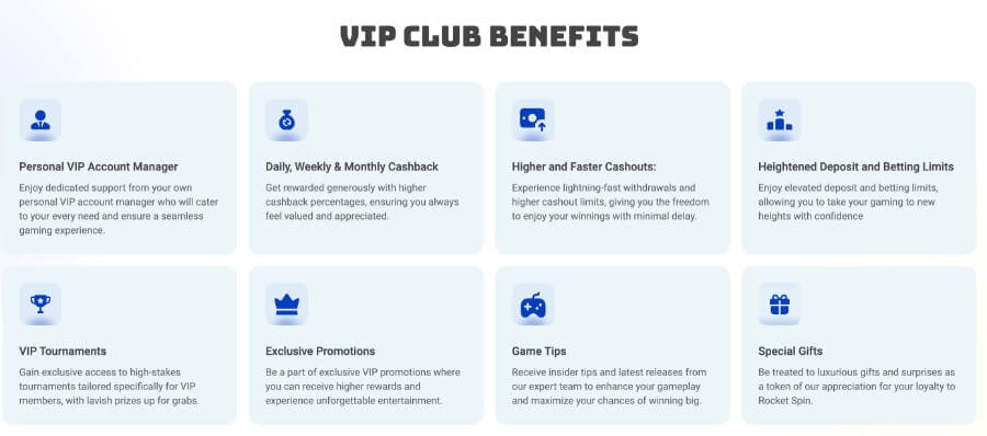 Rocketspin VIP Club Benefits NZ