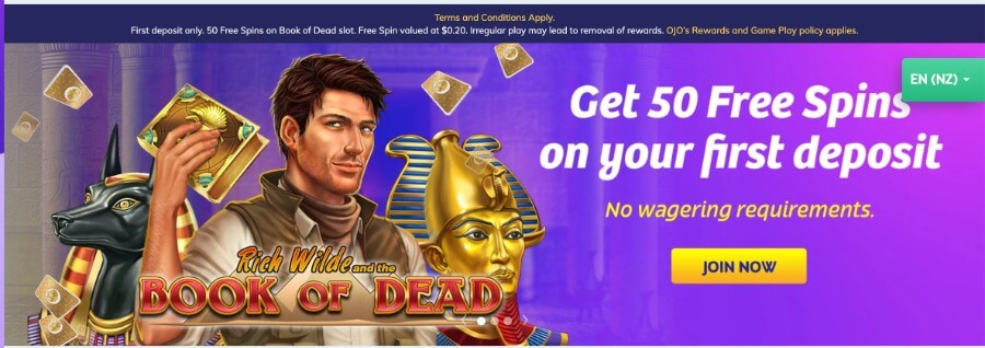 Get 50 free spins welcome offer